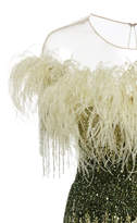 Thumbnail for your product : Pamella Roland Ostrich Feather Embellished Sequin Gown