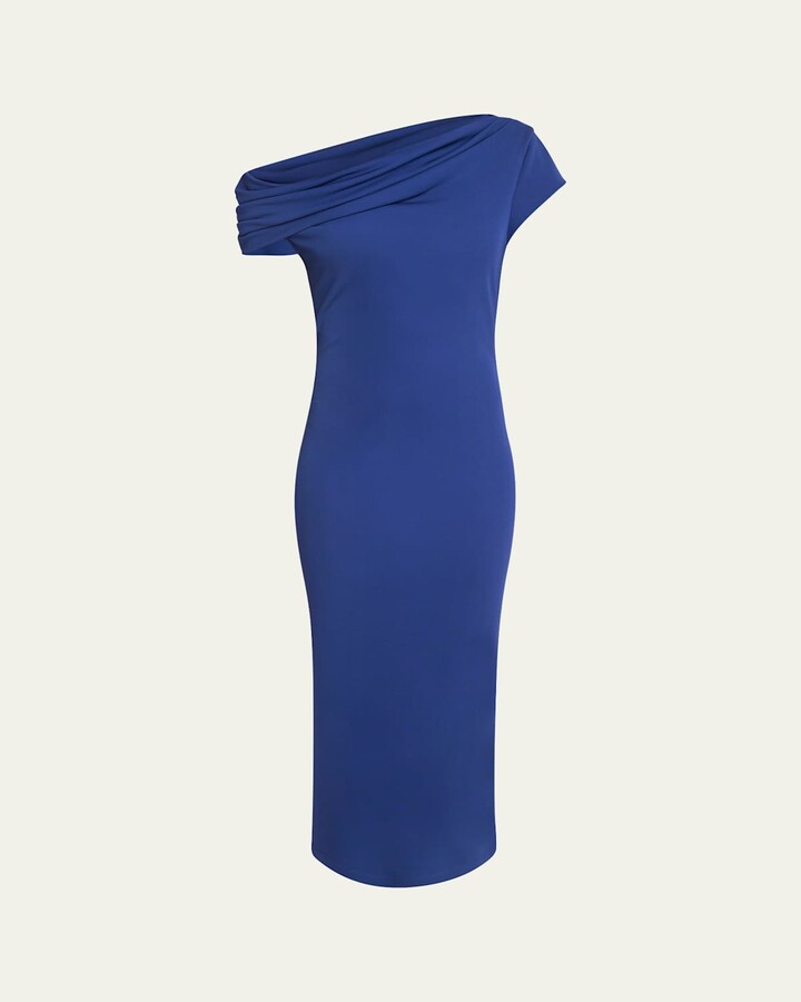 Givenchy Draped Off-The-Shoulder Sheath Midi Dress
