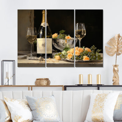 White Wine Celebration III - 3 Piece No Frame on Metal