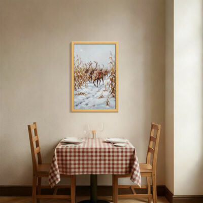 Foundry Select Animals Reindeer In Snowy Field With Cornstalks
