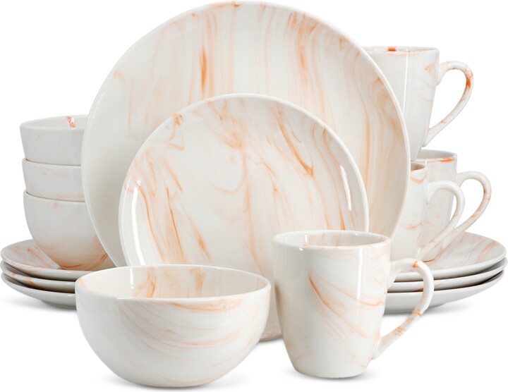 Elama Marble 16 Pc. Dinnerware Set, Service for 4