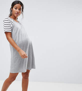 Asos Maternity - Nursing Asos Maternity Nursing Colour Block Dress With Zip Detail And Stripe Sleeves