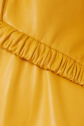 Rokh Cutout Leather Maxi Dress - Mustard