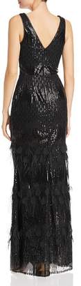 Avery G Plunging Embellished Gown