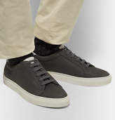 Thumbnail for your product : Brunello Cucinelli Leather-Trimmed Nubuck Sneakers - Men - Gray