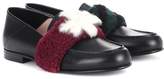 Fendi Fur-embellished leather loafers 