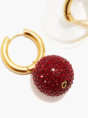 Timeless Pearly Mismatched 24kt Gold-plated Hoop Earrings - Red Multi