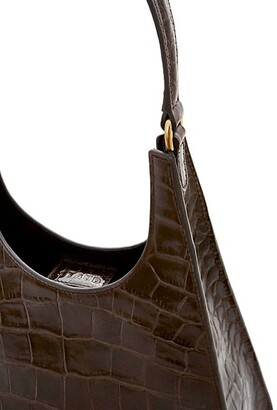 STAUD Rey Croc-Embossed Leather Shoulder Bag