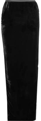 Rick Owens Illar Asymmetric Velvet Maxi Skirt - Black