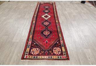 Geometric Red Shiraz Persian Design Oriental Runner Rug Hand-Knotted Hallway 3X10 ( 2' 7''X9' 6'' ) Bloomsbury Market