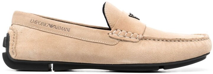 Emporio Armani Flat shoes Beige - ShopStyle Slip-ons \u0026 Loafers