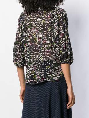 Ganni Floral Print Sheer Shirt