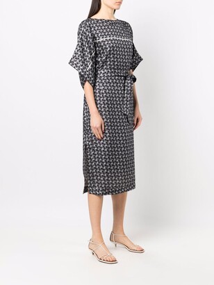Atu Body Couture Abstract Print Silk Kaftan-Style Dress
