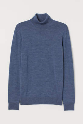 H&M Merino Wool Turtleneck Sweater - Blue