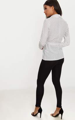 PrettyLittleThing White Polka Dot Belted Top