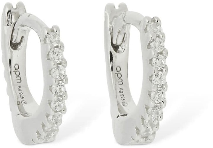 Apm Monaco Pave Hoop Earrings Shop Malachite Heart Pave Hoop