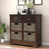Thumbnail for your product : August Grove Rustic Storage Cabinet With Two Drawers And Four Classic Rattan Basket For Kitchen/Dining Room/Entryway/Living Room, Accent Furniture