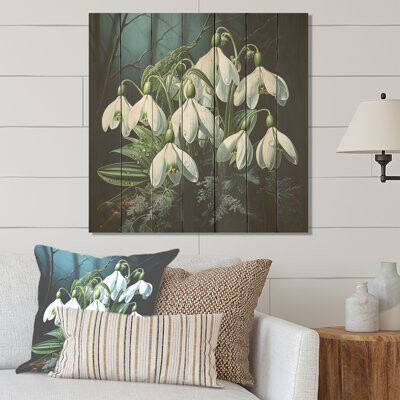Winston Porter Morning Hush Snowdrops In Silent White VI - Snowdrops On Wood Print