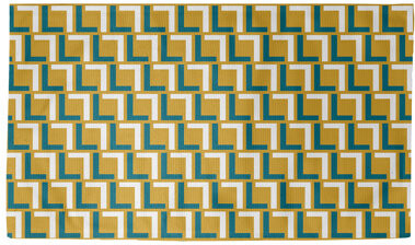 East Urban Home Geometric Teal/Yellow/White Area Rug
