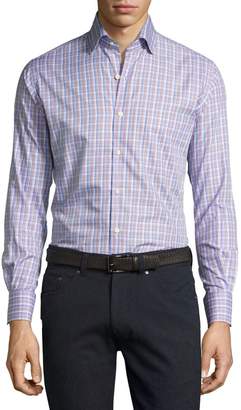 Peter Millar Crown Alpine Plaid Cotton Shirt, Purple