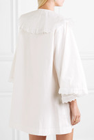 Thumbnail for your product : Isa Arfen Venetian Ruffled Broderie Anglaise-trimmed Cotton-poplin Mini Dress - Off-white