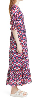 Banjanan Aubree Geometric Print Ruffle Sleeve Maxi Dress