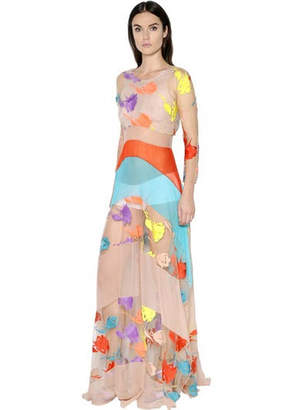 Blumarine Flower Embroidered Tulle Dress