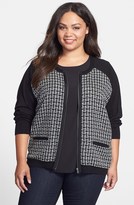 Thumbnail for your product : Foxcroft Zip Tweed Front Cardigan (Plus Size)