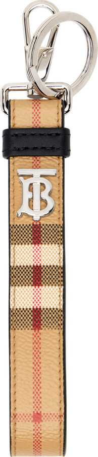 Burberry Pink/Beige Leather TB Key Chain Burberry