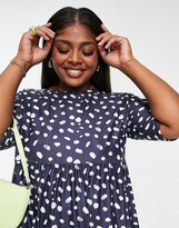 Thumbnail for your product : Urban Threads Curve Urban Threads Plus mini smock dress in splodge print