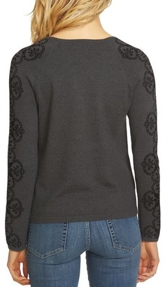 CeCe Women's Jacquard Sleeve Sweater