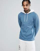 Thumbnail for your product : ASOS DESIGN relaxed fit long sleeve longline t-shirt with contrast hood