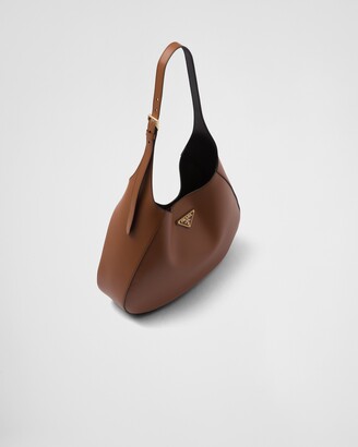 Prada Large Leather Shoulder Bag With Topstitching - ShopStyle