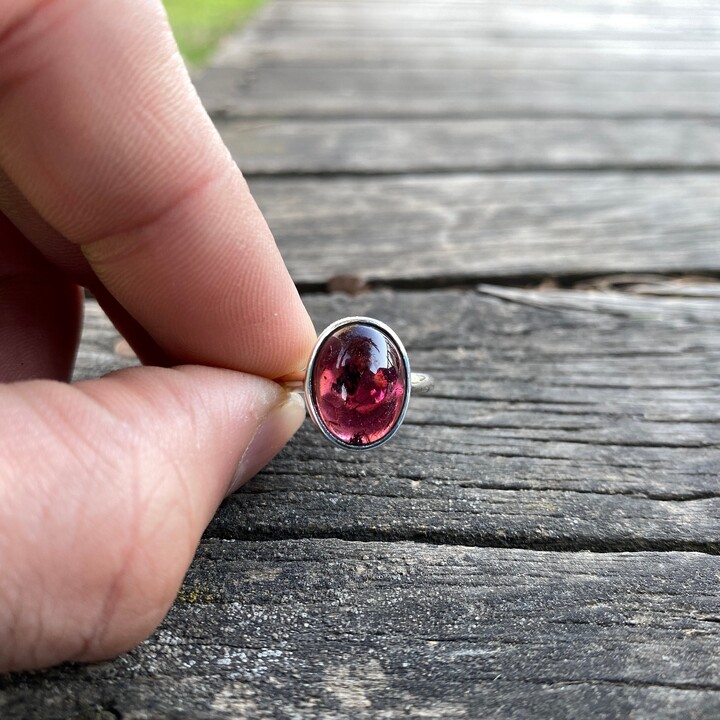Etsy Rubellite Pink Tourmaline Silver Ring, Large Vivid Color Ring