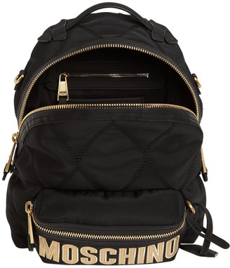 Moschino Logo Quilted Canvas Backpack