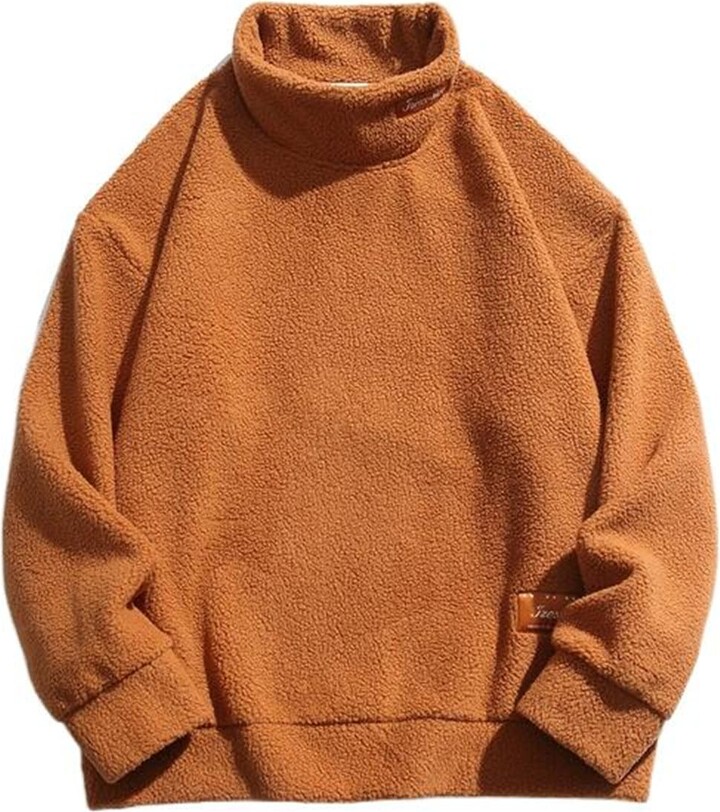 AYXQYZJP Men's Crewneck Sweatshirts Retro Japanese Lamb Fleece Thickened Fall Loose Casual Tops Pullover Sweatshirt-Grey-Small