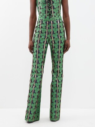MATCHES Women's Designer Green Silk Pants