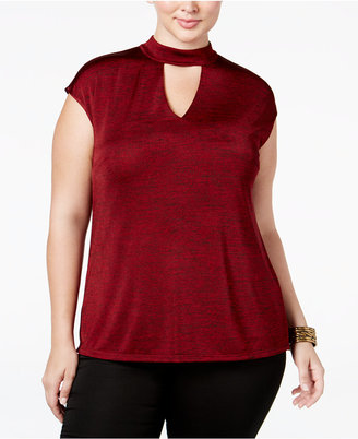 INC International Concepts Plus Size Mock-Neck Keyhole Top, Only at Macy's