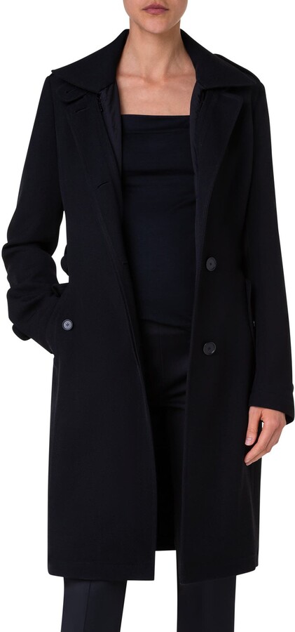 Akris Punto Wool Tricotine Trench Coat