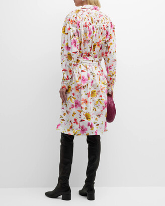 Merlette New York Crescent Smocked Floral-Print Midi Shirtdress