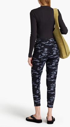 Monrow Cropped camouflage-print stretch track pants