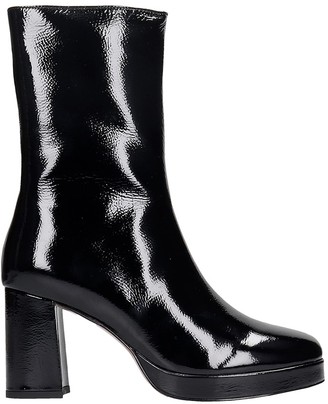 Bibi Lou High Heels Ankle Boots In Black Patent Leather - ShopStyle