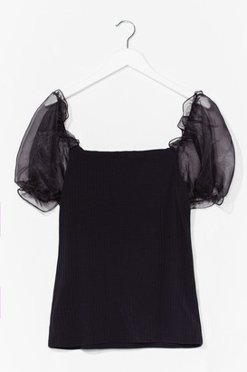 Nasty Gal Womens Catch a Preview Plus Organza Sleeve Top - Black - 16
