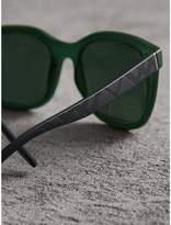 Thumbnail for your product : Burberry Embossed Check Detail Square Frame Sunglasses