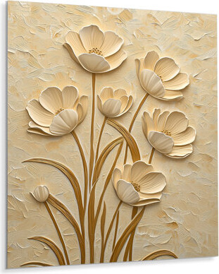 Minimal Cream Buttercup Field III - Buttercups Metal Wall Decor, Traditional Metal Print