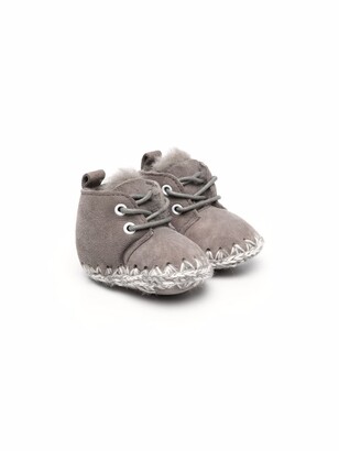 Mou Kids Knitted Stitch Detail Boots