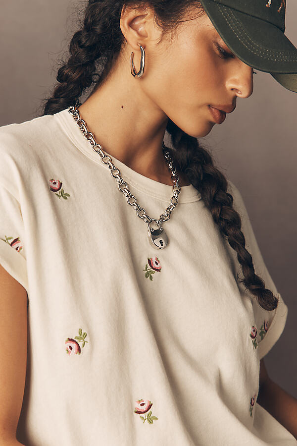 The Great Crew-Neck Embroidered Boxy Tee