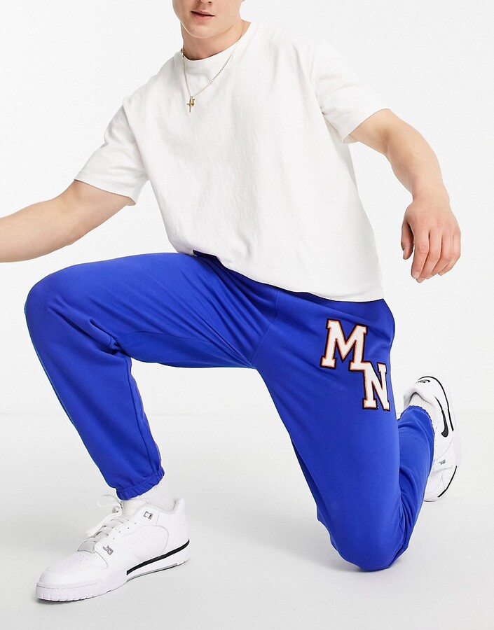 Mennace sweatpants in blue with collegiate embroidery - ShopStyle