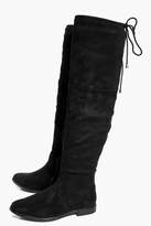 Thumbnail for your product : boohoo Tie Back Flat Over The Knee Boots