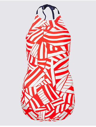 M&S Collection Secret SlimmingTM High Neck Printed Swimsuit